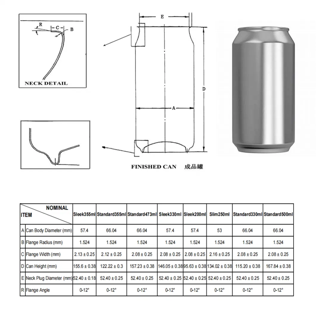 Standard 500ml Aluminum Beer/Beverage/Soda/Coffee Can