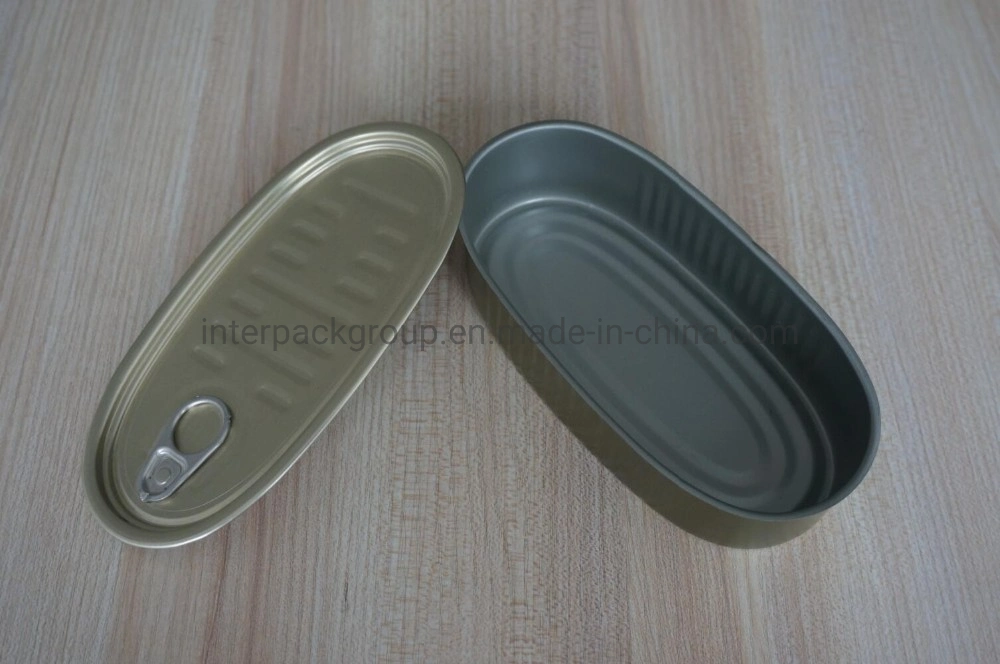 501# Custom Logo Printing Oval Shaped Packing Tin Can Empty Grade Tin Can for Food with Normal End Eoe Lid